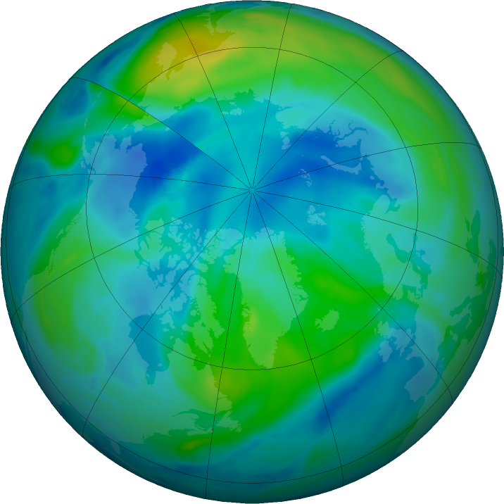 Arctic ozone map for 01 October 2017